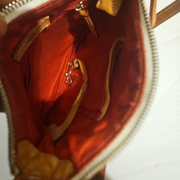 Dooney & Bourke White Monogram Canvas Crossbody Bag with Brown Leather Trim - Picture 10 of 11